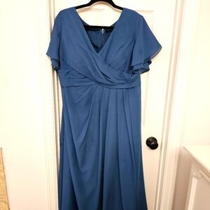 JJHouse size 16 to 20 short (custom) A-line V-Neck Floor-Length Chiffon Dress